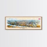 Gliwice Poland Panoramic Travel Poster, Framed Canvas Print or Metal Wall Art, Travel Art, Home Decor, Panoramic Painting, Midcentury Art