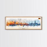 Hanover Germany Panoramic Travel Poster, Framed Canvas Print or Metal Wall Art, Travel Art, Home Decor, Panoramic Painting, Midcentury Art
