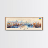 Kaluga Russia Panoramic Travel Poster, Framed Canvas Print or Metal Wall Art, Travel Art, Home Decor, Panoramic Painting, Midcentury Art