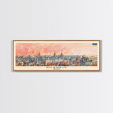 Kharkiv Ukraine Panoramic Travel Poster, Framed Canvas Print or Metal Wall Art, Travel Art, Home Decor, Panoramic Painting, Midcentury Art