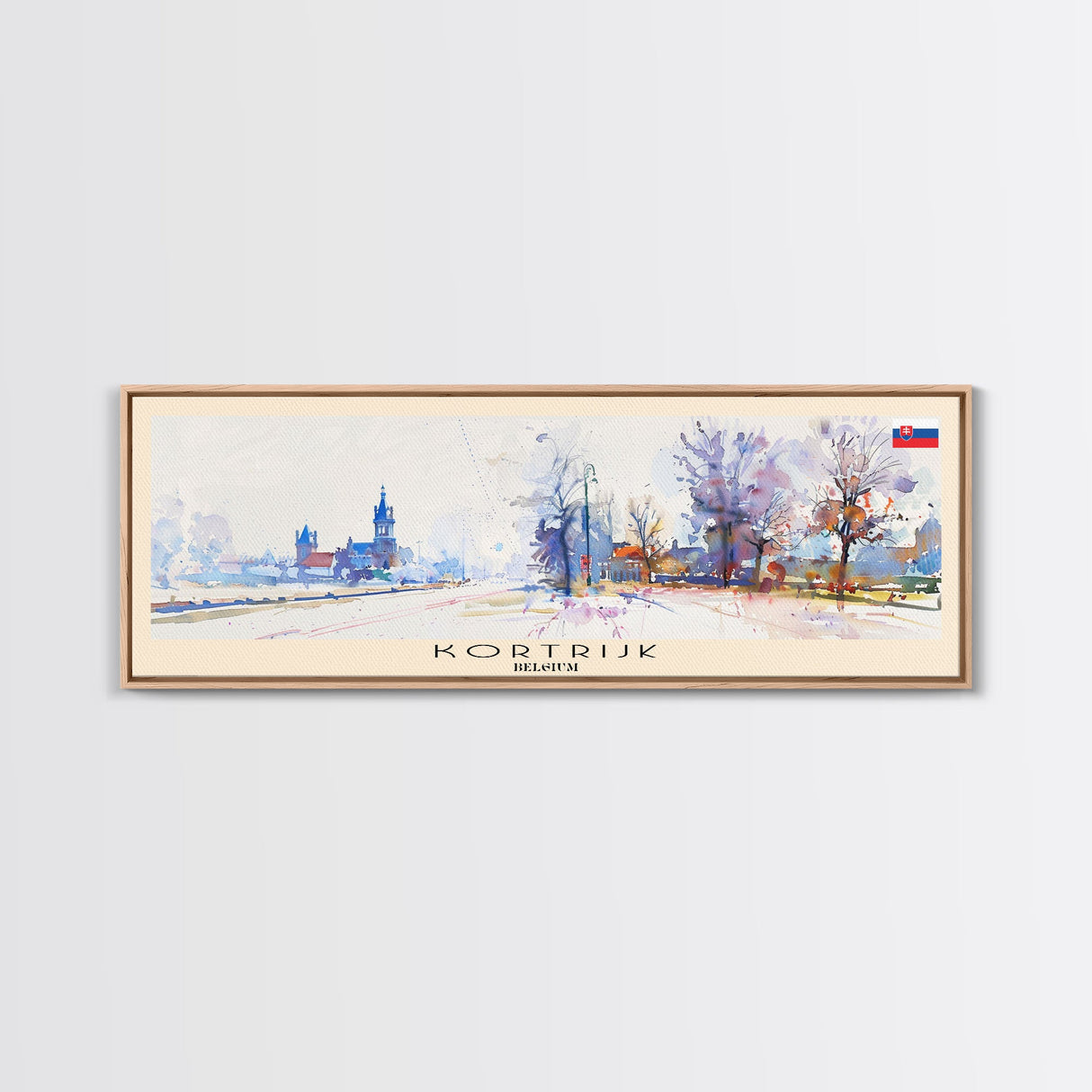 Kortrijk Belgium Travel Print Wall Art, Panoramic City Art, Travel Art, Wall Decor, Vacation Gift, Framed Canvas Print Or Metal Art