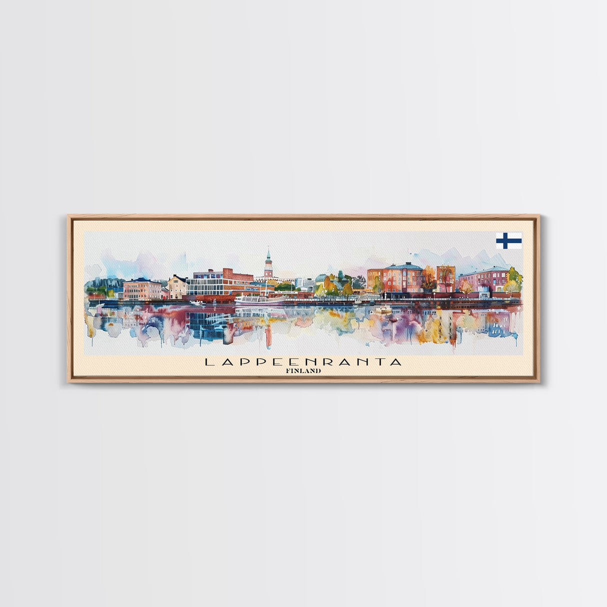 Lappeenranta Finland Panoramic Travel Poster, Framed Canvas Print or Metal Wall Art, Travel Art, Home Decor, Panoramic Painting, Midcentury Art