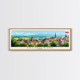 Bielsko Biala Poland Travel Art, City Art, Framed Canvas Print or Metal Wall Art, Europe Travel Poster, Panoramic Wall Art, Extra Wide Wall Art
