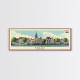 Breda Netherlands Panoramic Travel Poster, Framed Canvas Print or Metal Wall Art, Travel Art, Home Decor, Panoramic Painting, Midcentury Art