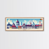 Bucharest Romania Wall Art, Panoramic Travel Poster, Panoramic Framed Canvas Print, City Wall Art, Wall Hanging Home Decor, Travel Art