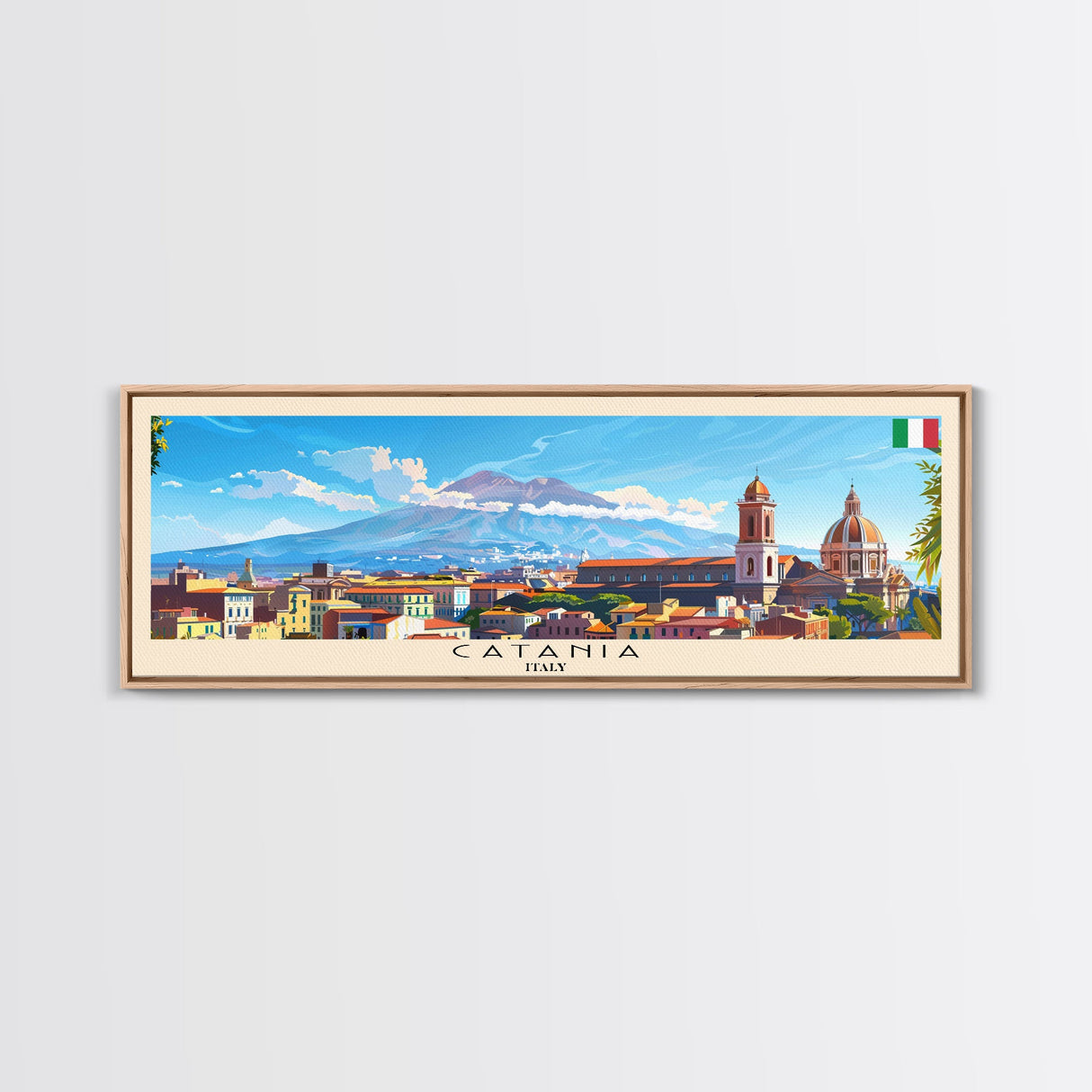 Catania Italy Travel Print Wall Art, Panoramic City Art, Travel Art, Wall Decor, Vacation Gift, Framed Canvas Print Or Metal Art