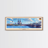 Cologne Germany Panoramic Travel Poster, Framed Canvas Print or Metal Wall Art, Travel Art, Home Decor, Panoramic Painting, Midcentury Art