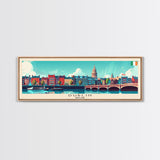 Dublin Ireland Panoramic Travel Poster, Framed Canvas Print or Metal Wall Art, Travel Art, Home Decor, Panoramic Painting, Midcentury Art