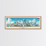 Grozny Russia Panoramic Travel Poster, Framed Canvas Print or Metal Wall Art, Travel Art, Home Decor, Panoramic Painting, Midcentury Art