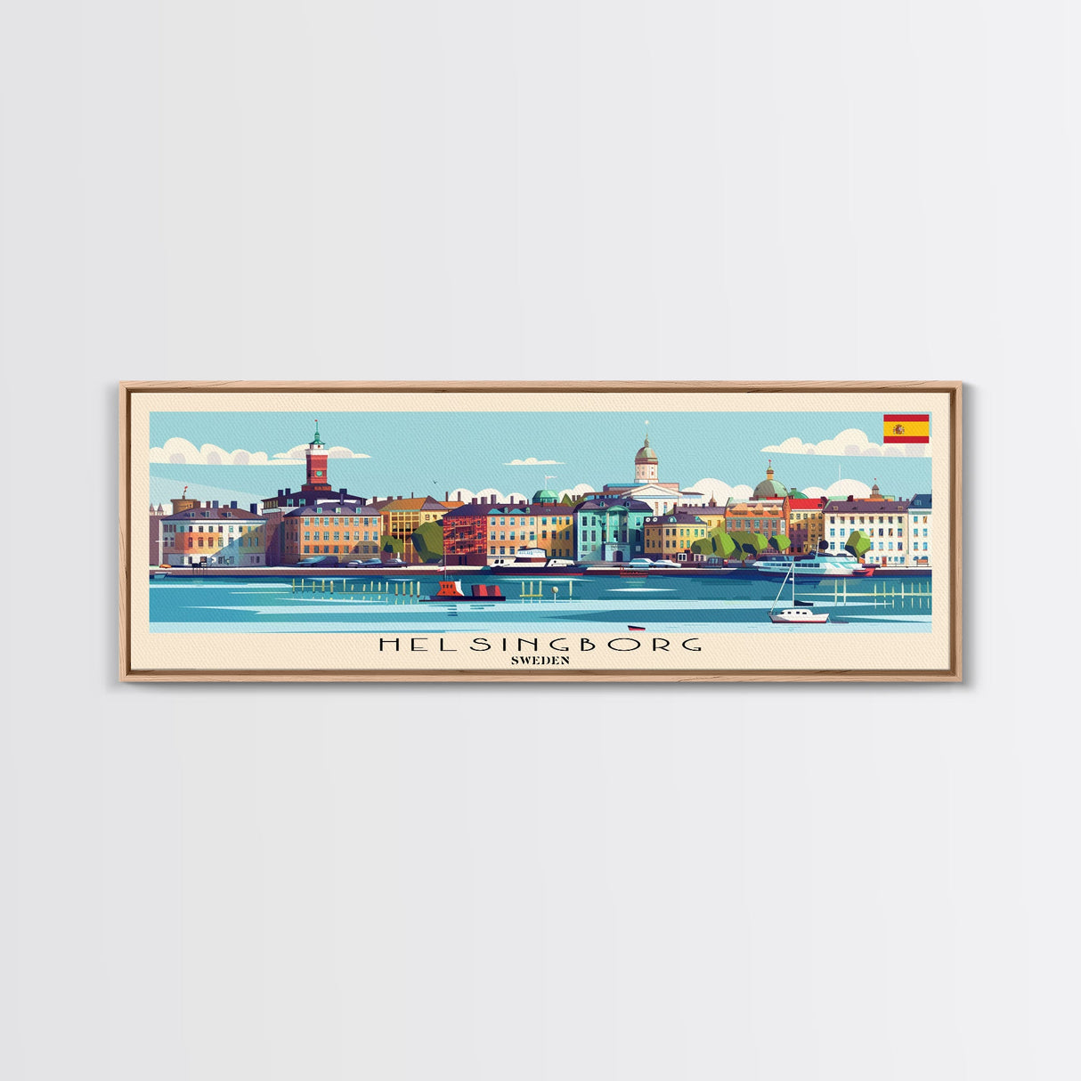 Helsingborg Sweden Travel Print Wall Art, Panoramic City Art, Travel Art, Wall Decor, Vacation Gift, Framed Canvas Print Or Metal Art