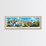 Jerez D eLa Frontera Spain Panoramic Travel Poster, Framed Canvas Print or Metal Wall Art, Travel Art, Home Decor, Panoramic Painting, Midcentury Art