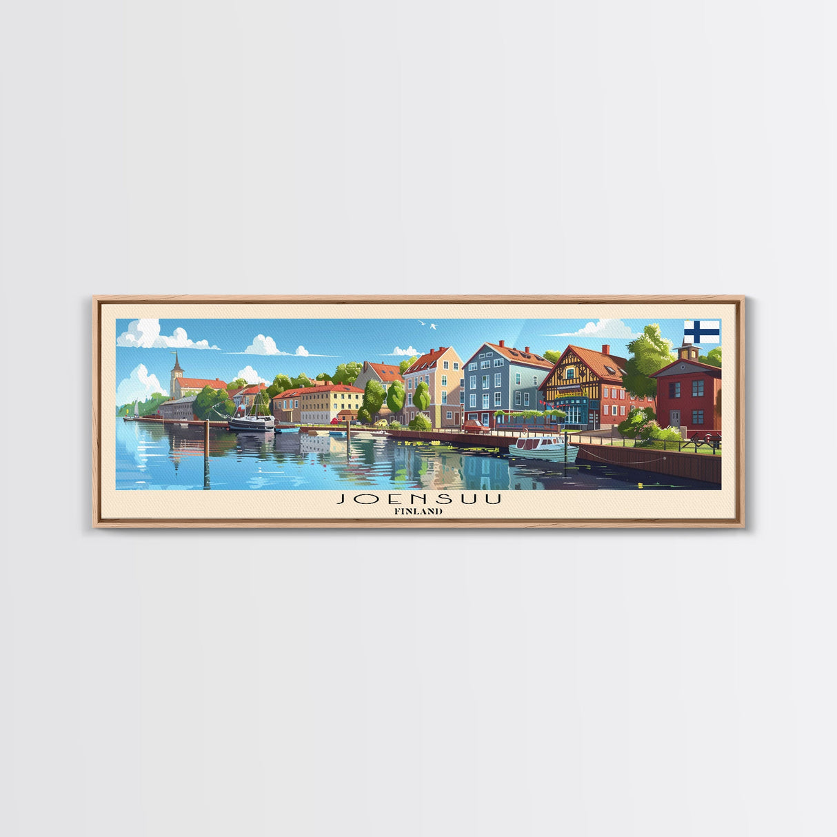 Joensuu Finland Wall Art, Panoramic Travel Poster, Panoramic Framed Canvas Print, City Wall Art, Wall Hanging Home Decor, Travel Art