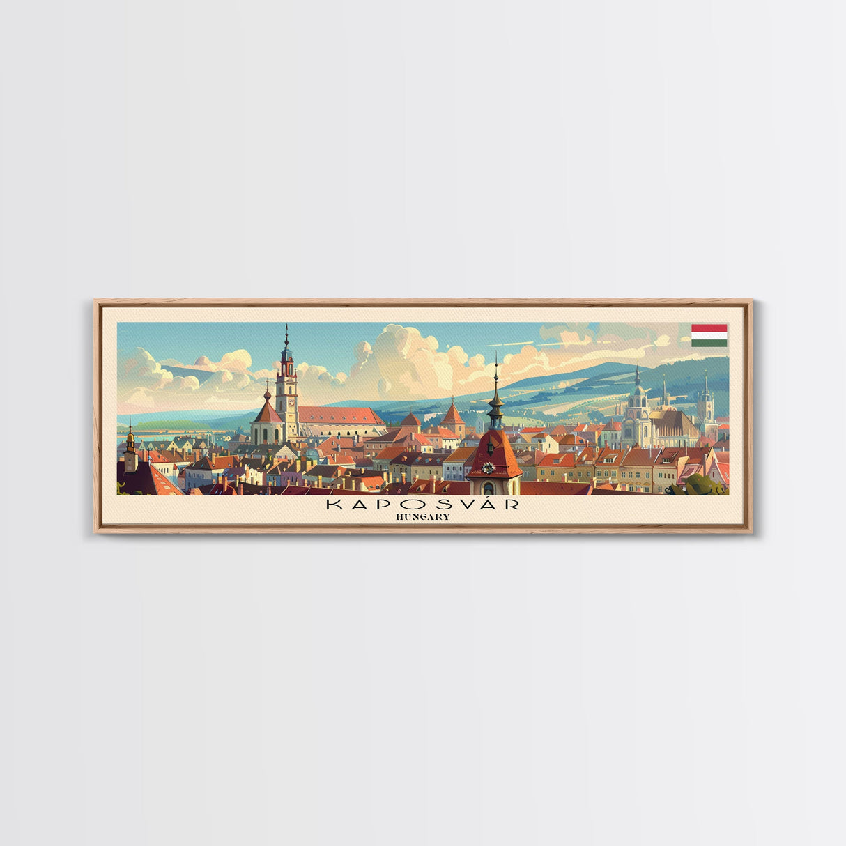 Kaposvar Hungary Travel Print Wall Art, Panoramic City Art, Travel Art, Wall Decor, Vacation Gift, Framed Canvas Print Or Metal Art