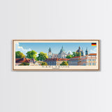 Karlsruhe Germany Panoramic Travel Poster, Framed Canvas Print or Metal Wall Art, Travel Art, Home Decor, Panoramic Painting, Midcentury Art