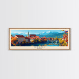Kranj Slovenia Wall Art, Panoramic Travel Poster, Panoramic Framed Canvas Print, City Wall Art, Wall Hanging Home Decor, Travel Art