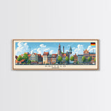 Krefeld Germany Panoramic Travel Poster, Framed Canvas Print or Metal Wall Art, Travel Art, Home Decor, Panoramic Painting, Midcentury Art