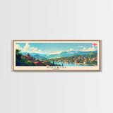 Kutaisi Georgia Panoramic Travel Poster, Framed Canvas Print or Metal Wall Art, Travel Art, Home Decor, Panoramic Painting, Midcentury Art