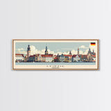 Leipzig Germany Panoramic Travel Poster, Framed Canvas Print or Metal Wall Art, Travel Art, Home Decor, Panoramic Painting, Midcentury Art