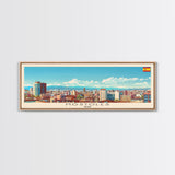 Mostoles Spain Panoramic Travel Poster, Framed Canvas Print or Metal Wall Art, Travel Art, Home Decor, Panoramic Painting, Midcentury Art