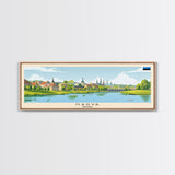 Narva Estonia Panoramic Travel Poster, Framed Canvas Print or Metal Wall Art, Travel Art, Home Decor, Panoramic Painting, Midcentury Art