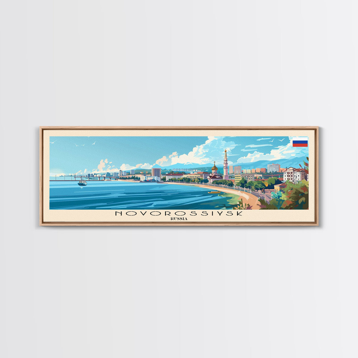 Novorossiysk Russia Wall Art, Panoramic Travel Poster, Panoramic Framed Canvas Print, City Wall Art, Wall Hanging Home Decor, Travel Art