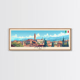 Prato Italy Panoramic Travel Poster, Framed Canvas Print or Metal Wall Art, Travel Art, Home Decor, Panoramic Painting, Midcentury Art