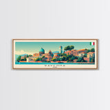 Ravenna Italy Panoramic Travel Poster, Framed Canvas Print or Metal Wall Art, Travel Art, Home Decor, Panoramic Painting, Midcentury Art