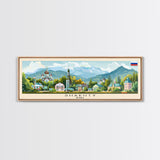 Shakhty Russia Panoramic Travel Poster, Framed Canvas Print or Metal Wall Art, Travel Art, Home Decor, Panoramic Painting, Midcentury Art
