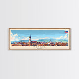 Trnava Slovakia Wall Art, Panoramic Travel Poster, Panoramic Framed Canvas Print, City Wall Art, Wall Hanging Home Decor, Travel Art