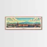 Turin Italy Panoramic Travel Poster, Framed Canvas Print or Metal Wall Art, Travel Art, Home Decor, Panoramic Painting, Midcentury Art