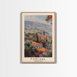 Funchal, Portugal Travel Poster Art, Framed Canvas Print for Living Room or Bedroom, Scenic Wall Art, Home Decoration