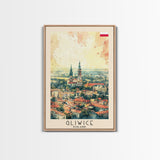 Gliwice Poland Cityscape Art, Framed Canvas Print, Bedroom Wall Art, Travel Poster Art, Wall Decoration, Polish Art