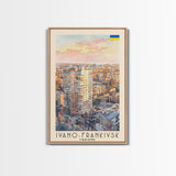 Ivano-Frankivsk Ukraine Cityscape Art Print, Sunset View Canvas Print for Home Decor, Travel Poster for Living Room Wall Art, Ukrainian Scene