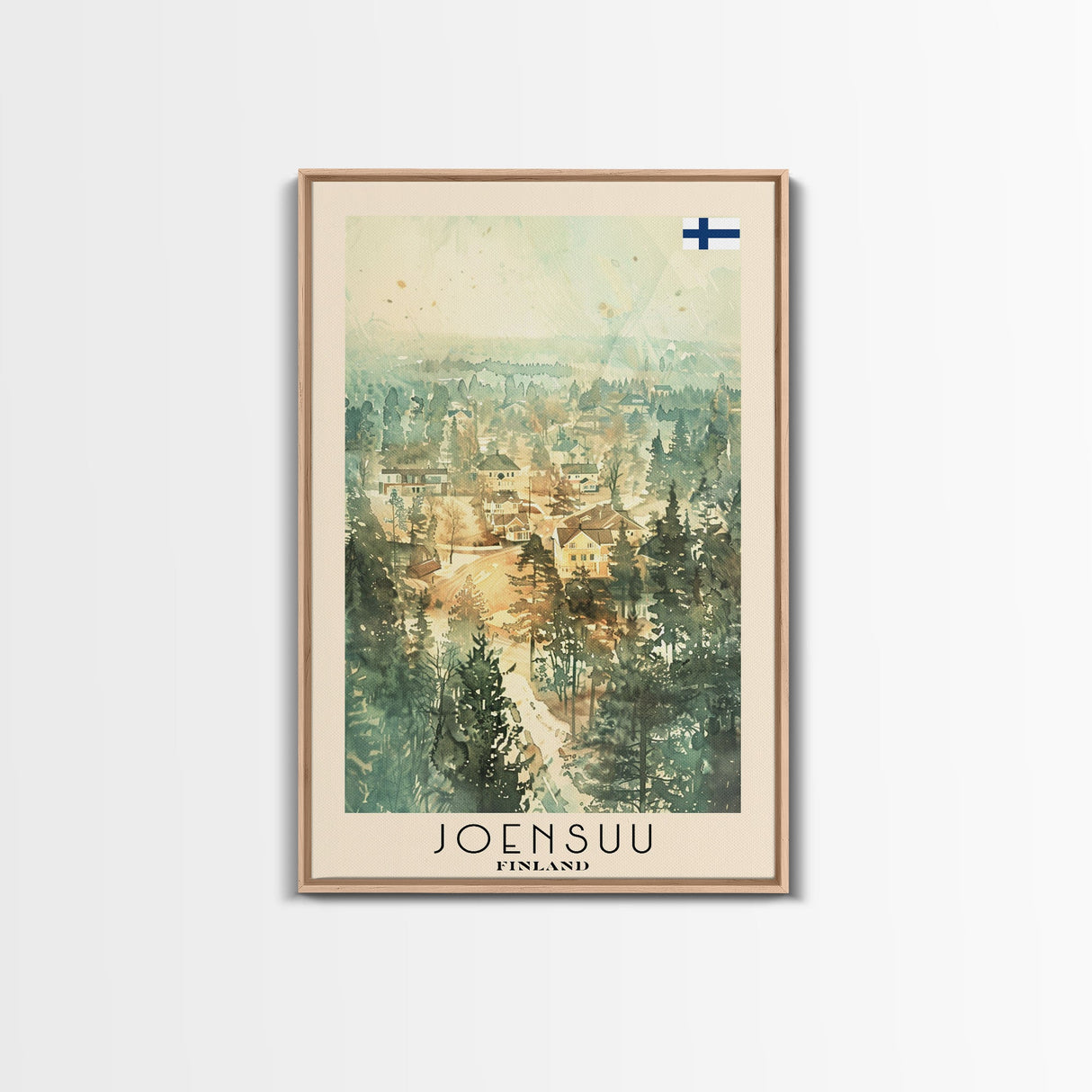 Joensuu Finland River View, Framed Canvas Print, Travel Poster, Scenic Wall Art, Nature Landscape Decor, Living Room Art, Tranquil Home Decoration