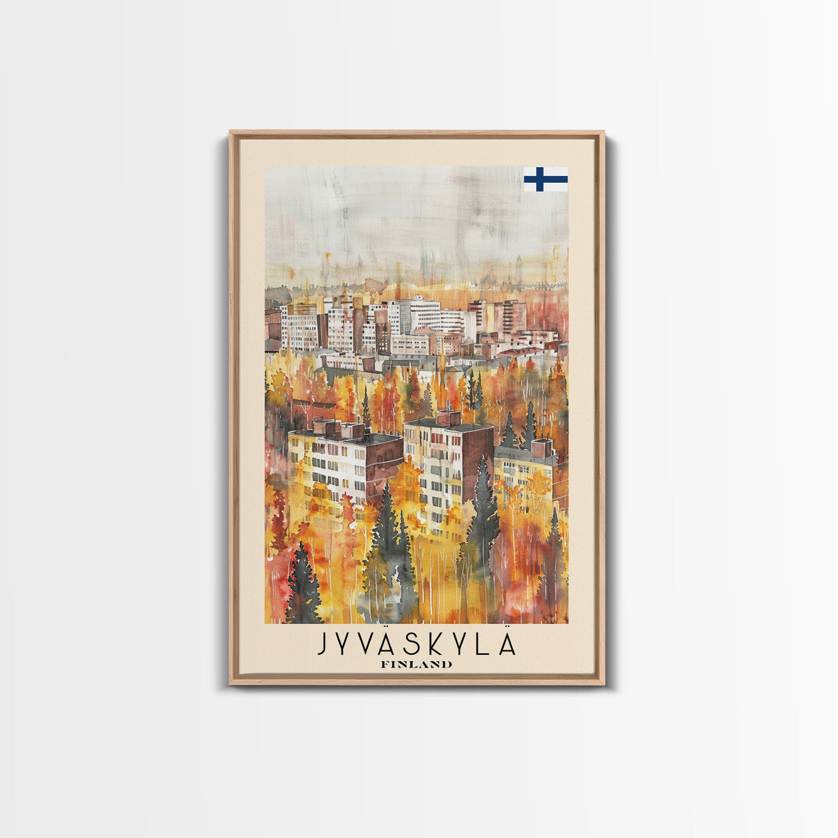 Jyvaskyla Finland Scenic Waterfront, Framed Canvas Print, Travel Poster, Nordic Wall Art, Living Room Decor, Peaceful Landscape, Home Tranquility