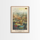 Katowice Poland Cityscape View, Framed Canvas Print, Travel Poster, Wall Art, Home Decoration, Urban Decor, Living Room Art, Polish City