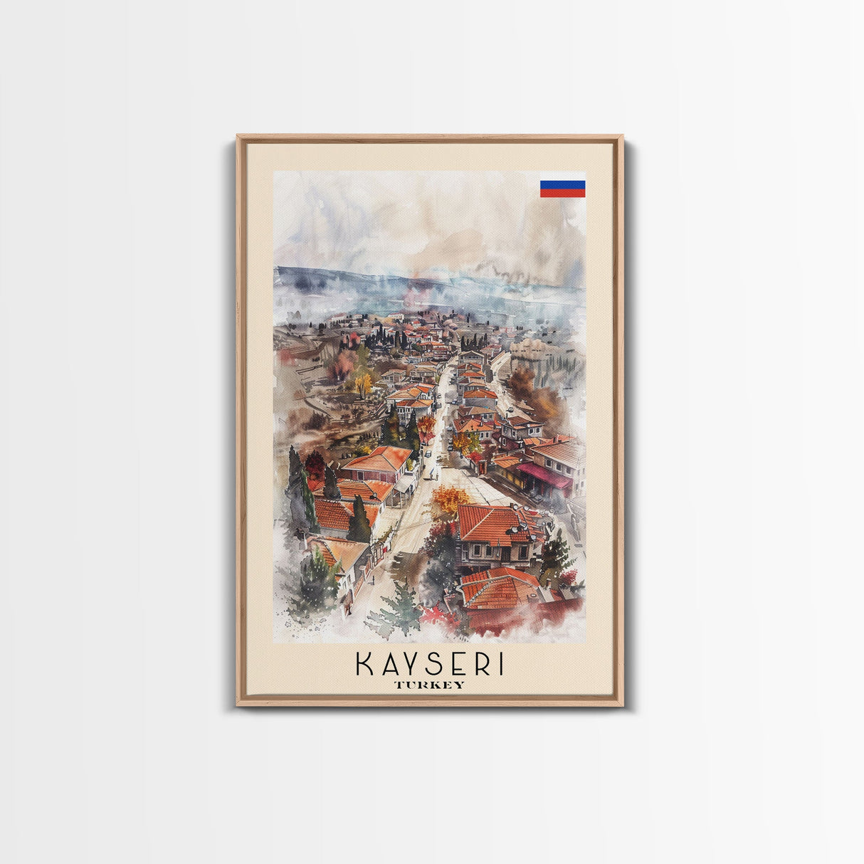 Kayseri Turkey Urban Landscape, Framed Canvas Print, Travel Poster, Wall Art, Home Decoration, Cityscape Decor, Living Room Art, Turkish City