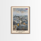 Kilkenny Ireland Scenic View, Framed Canvas Print, Travel Poster, Wall Art, Home Decor, Living Room Decoration, Irish Cityscape Art