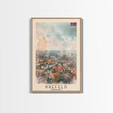 Krefeld Germany Travel Poster Framed Canvas Print, Urban Landscape, Minimalist Wall Art, Home Decor, Original Painting, Travel Print