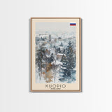 Kuopio Finland Travel Poster Framed Canvas Print, Scenic Landscape, Watercolor Painting, Home Decoration, Travel Print, Artistic Gift