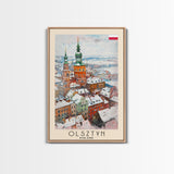 Olsztyn Poland Travel Poster Framed Canvas Print, Watercolor Painting, Scenic Wall Art, Home Decor, Polish Landscape, Classic Art
