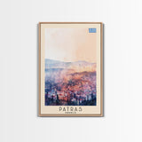Patras Greece Travel Poster Framed Canvas Print, Watercolor Painting, Scenic Wall Art, Home Decor, Greek Seaside, Vibrant Art