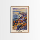 Randers Denmark Travel Poster Framed Canvas Print, Watercolor Painting, Scenic Wall Art, Home Decor, Danish Landscape, Classic Art