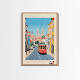 Amadora Portugal Travel Poster Framed Canvas Print, Midcentury Modern Art, Pop Art Decor, Wall Art, Vacation Gift, Living Room Decoration, Scenic Print