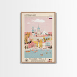 Astrakhan Russia Travel Poster Framed Canvas Print, Midcentury Modern Art, Pop Art Wall Decor, Home Decor, Vacation Gift, Living Room Art