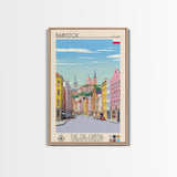 Białystok Poland Travel Poster Framed Canvas Print, Midcentury Modern Art, Pop Art Wall Decor, Home Decor, Vacation Gift, Living Room Art