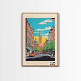 Bochum Germany Travel Poster Framed Canvas Print, Midcentury Modern Art, Pop Art Wall Decor, Home Decor, Living Room Art, Scenic View