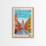 Bradford United Kingdom Travel Poster Framed Canvas Print, Midcentury Modern Art, Pop Art Wall Decor, Home Decor, Vacation Gift, Living Room Art