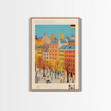 Braunschweig Germany Travel Poster Framed Canvas Print, Midcentury Modern Art, Pop Art Wall Decor, Scenic Wall Art, Home Decor, Living Room Art