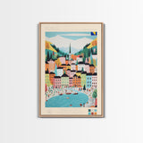 Doboj Bosnia and Herzegovina Travel Poster Framed Canvas Print, Midcentury Modern Art, Pop Art Wall Decor, Home Decor, Vacation Gift, Living Room Art